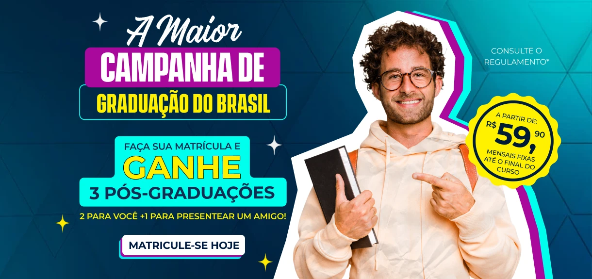 Graduação EAD Início imediato + 4 Cursos de Pós Grátis + 5 Cursos Livres Grátis + Matrícula Grátis